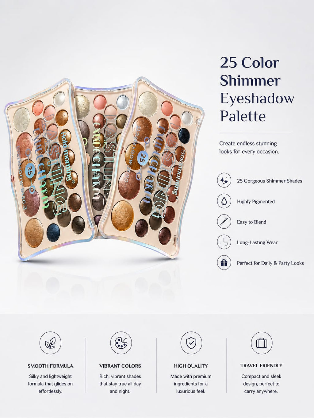 Hold Morning Lasting Nude Charm – 25 Color Shimmer Eyeshadow Palette